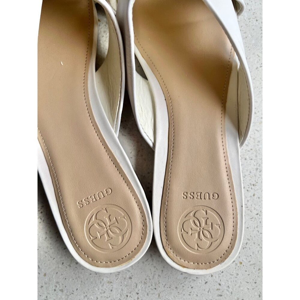 Guess Womens White Leather Crisscross Slide Sandals Size 9.5 M Open Toe Shoes - Picture 10 of 12